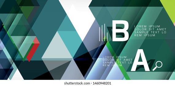 Abstract triangle pattern, colorful backdrop. Presentation template. Modern textured shape. Trendy modern style. Vector abstract geometric graphic design.