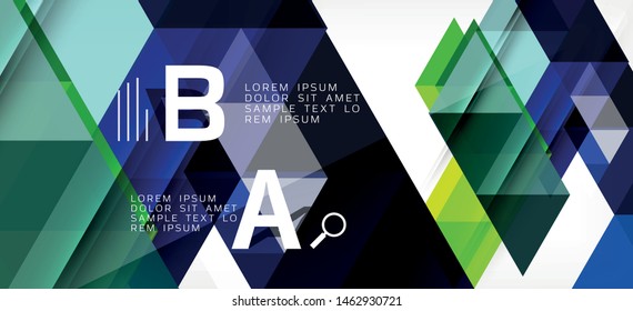 Abstract triangle pattern, colorful backdrop. Presentation template. Modern textured shape. Trendy modern style. Vector abstract geometric graphic design.
