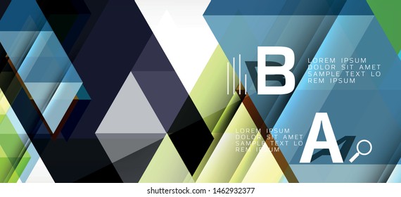 Abstract triangle pattern, colorful backdrop. Presentation template. Modern textured shape. Trendy modern style. Vector abstract geometric graphic design.