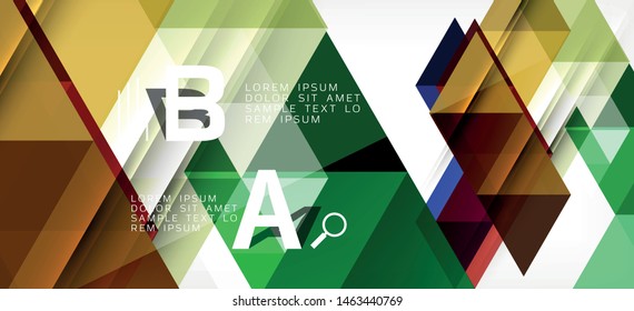 Abstract triangle pattern, colorful backdrop. Presentation template. Modern textured shape. Trendy modern style. Vector abstract geometric graphic design.