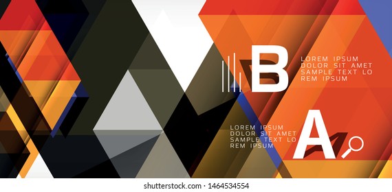 Abstract triangle pattern, colorful backdrop. Presentation template. Modern textured shape. Trendy modern style. Vector abstract geometric graphic design.