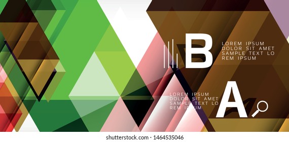 Abstract triangle pattern, colorful backdrop. Presentation template. Modern textured shape. Trendy modern style. Vector abstract geometric graphic design.