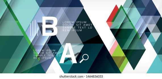 Abstract triangle pattern, colorful backdrop. Presentation template. Modern textured shape. Trendy modern style. Vector abstract geometric graphic design.