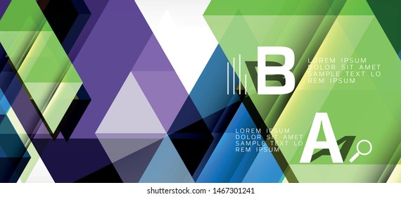Abstract triangle pattern, colorful backdrop. Presentation template. Modern textured shape. Trendy modern style. Vector abstract geometric graphic design.