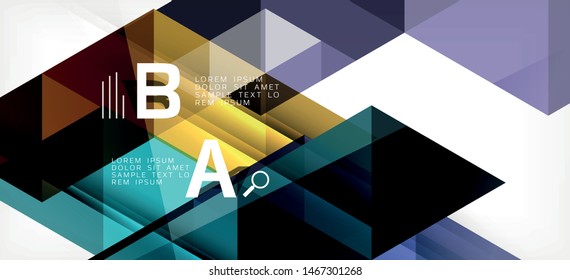 Abstract triangle pattern, colorful backdrop. Presentation template. Modern textured shape. Trendy modern style. Vector abstract geometric graphic design.