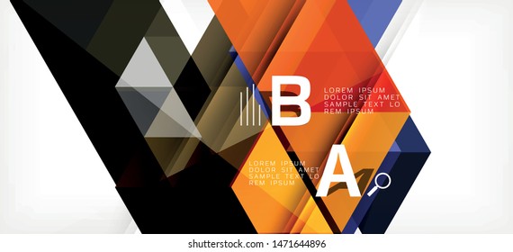 Abstract triangle pattern, colorful backdrop. Presentation template. Modern textured shape. Trendy modern style. Vector abstract geometric graphic design.