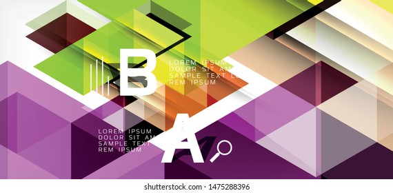 Abstract triangle pattern, colorful backdrop. Presentation template. Modern textured shape. Trendy modern style. Vector abstract geometric graphic design.