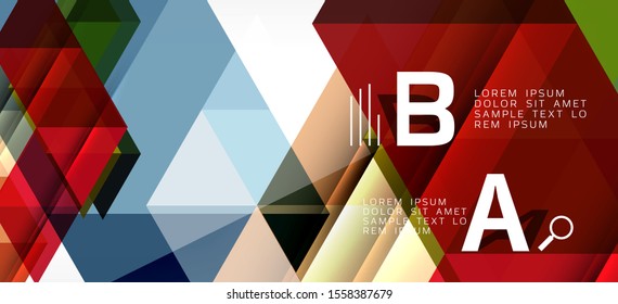Abstract triangle pattern, colorful backdrop. Presentation template. Modern textured shape. Trendy modern style. Vector abstract geometric graphic design.
