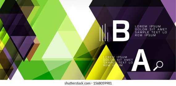 Abstract triangle pattern, colorful backdrop. Presentation template. Modern textured shape. Trendy modern style. Vector abstract geometric graphic design.