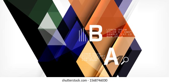 Abstract triangle pattern, colorful backdrop. Presentation template. Modern textured shape. Trendy modern style. Vector abstract geometric graphic design.