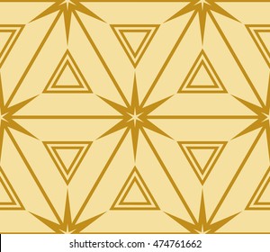 Abstract triangle pattern. complex geometric pattern of interwoven lines and shapes. seamless texture. for interior design, wallpaper, printing and textiles. gold colot