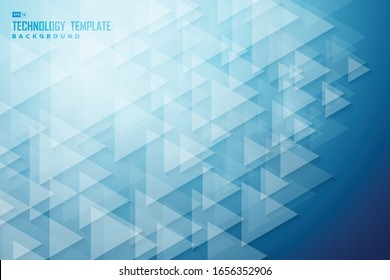 Abstract triangle pattern design of technology artwork on blue background. Use for ad, poster, artwork, template design, print, cover. illustration vector eps10