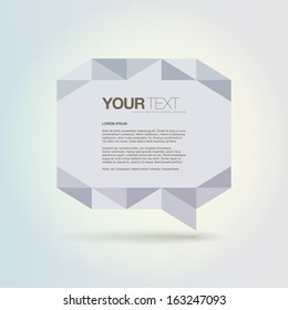 Abstract triangle pattern origami style speech bubble with your text  Eps 10 vector illustration 