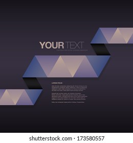 Abstract triangle pattern ribbon banner design on dark purple background with your text Eps 10 vector illustration 