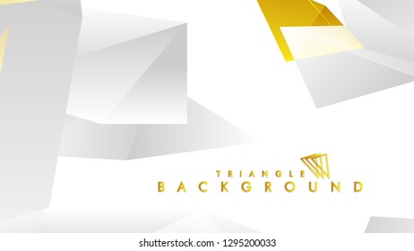 Abstract triangle pattern vector background with golden gradient, yellow gray. Vector EPS 10. Vector illustration