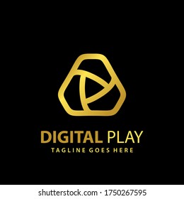 Abstract Triangle Play Icon Logo Design Vector Illustration Template Stock