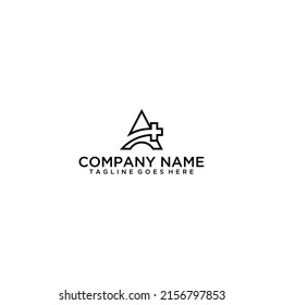 Abstract triangle with plus sign vector logo design for business or brand identity graphic element