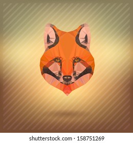 abstract  triangle polygonal fox snout origami animal style