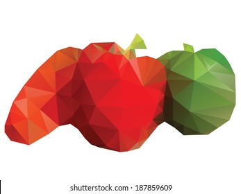 Abstract triangle polygonal vegetables on white background.
