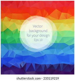 Abstract triangle rainbow background. Bright banner for your design. 