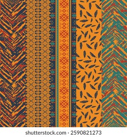 Abstract triangle and rectangle form tribal boho pattern. African and Mexican ethnic design print