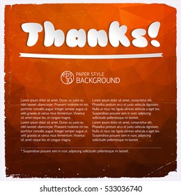 Abstract triangle red background with headline thanks and words in paper style vector illustration
