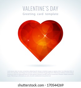 Abstract triangle romantic shiny brilliant ruby love heart of valentines day or wedding.