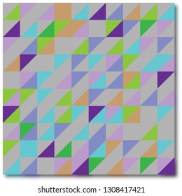 Abstract triangle seamless pattern in gray green brown blue color