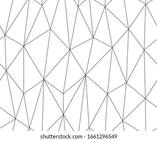 Abstract triangle seamless pattern. Irregular polygonal linear grid. Geometric background. Vector background