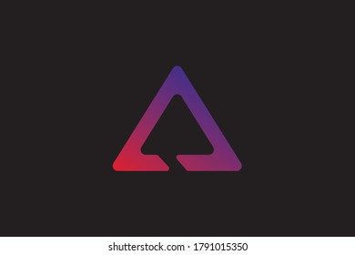 Abstract triangle shape with letter letter A. Stock Vector illustration isolated on black background design template