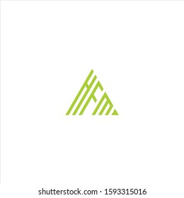 Abstract triangle shape with letter h and letter f