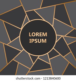 Abstract triangle shape mosaic background with golden line