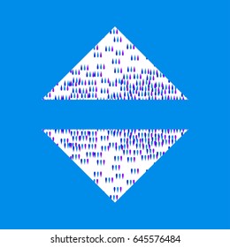 Abstract triangle shapes with colorful drops on blue background. Vector illustration.