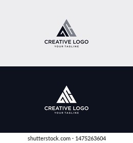 Abstract triangle shapes with the letters A and the letters D, A and C, A and S, S and D
