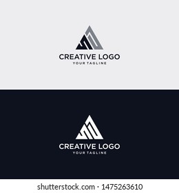 Abstract triangle shapes with the letters A and the letters D, A and C, A and S, S and D