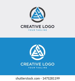 Abstract triangle shapes with the letters S and the letters E, A and H, E and S, V and S