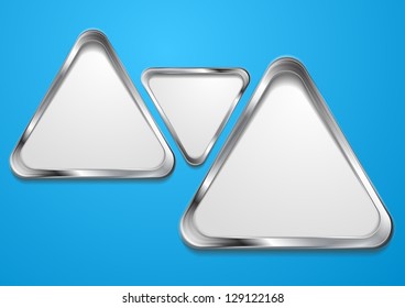 Abstract triangle shapes with silver frame. Vector background eps 10