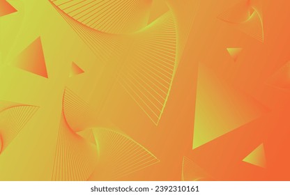 Abstract triangle shapes in yellow orange gradient background. Triangle pattern wallpaper. Modern style gradient color palate background.