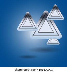 abstract triangle signs on blue background