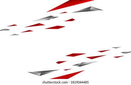Abstract triangle spark red and grey color background. Isolated on white background
