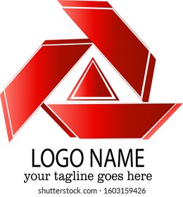 abstract triangle spiral logo template. triangular pyramid symbol. optical illusion shape. isolated on white background. vector illustration