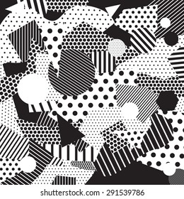 Abstract Triangle square circle Geometrical black & white Background, Vector Illustration