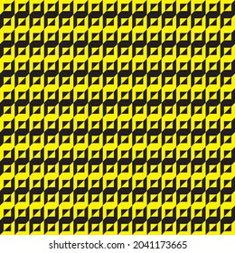 Abstract triangle in square  diamond fence illusion yellow black blanquette designer cut