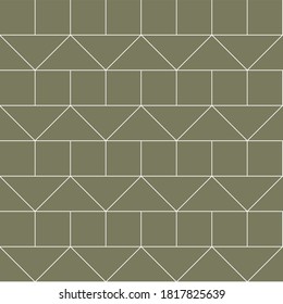 Abstraktes Dreieck und quadratisches geometrisches Fliesenmuster mit hellgrünem Hintergrund