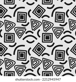 abstract triangle and square line seamless pattern isolated on grey background.