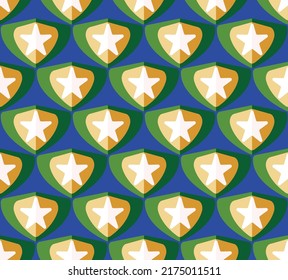 Abstract Triangle Star Geometric Trendy Fashion Colored Retro Seamless Pattern Perfect for Allover Wrapping Paper Print Royal Blue Green Yellow Tones