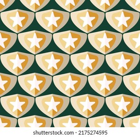 Abstract Triangle Star Geometric Trendy Fashion Colored Retro Seamless Pattern Perfect for Allover Wrapping Paper Print Dark Green Yellow Tones