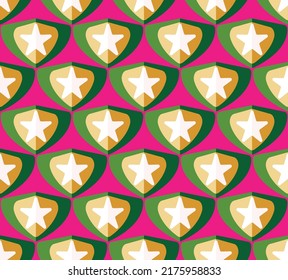 Abstract Triangle Star Geometric Trendy Fashion Colored Retro Seamless Pattern Perfect for Allover Wrapping Paper Print Fuchsia Green Yellow Tones