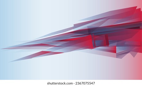 Abstract triangle sticker with sharp red and blue stripes on car mock-up.