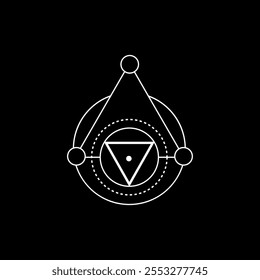 Abstract triangle symbol featuring ancient shapes and esoteric symbols, representing a sacred connection. Ideal for spiritual rituals and meditative art.